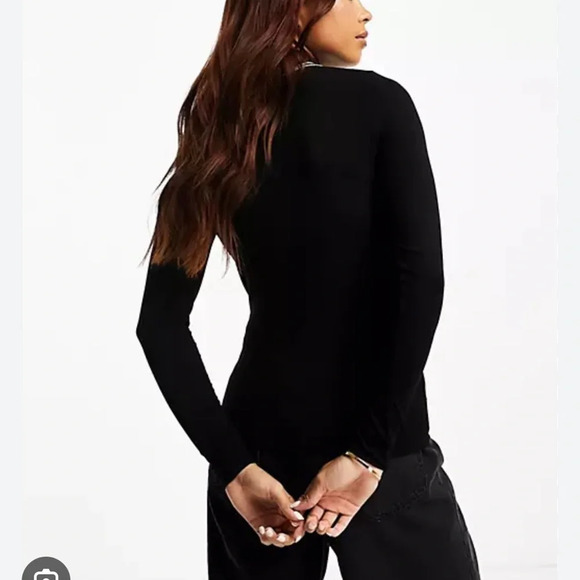 Madewell Black Ribbon Striped Jacquard Funnelneck Top Size XS - Picture 4 of 4